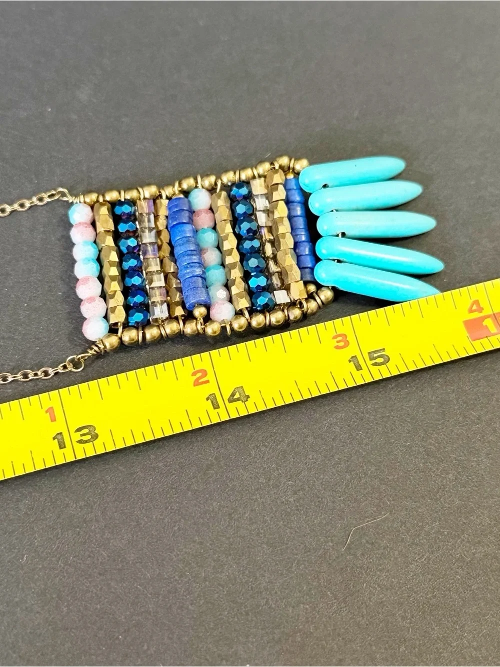 Share Beaded Ladder Necklace Blue Turquoise Native American Aztec Southwestern